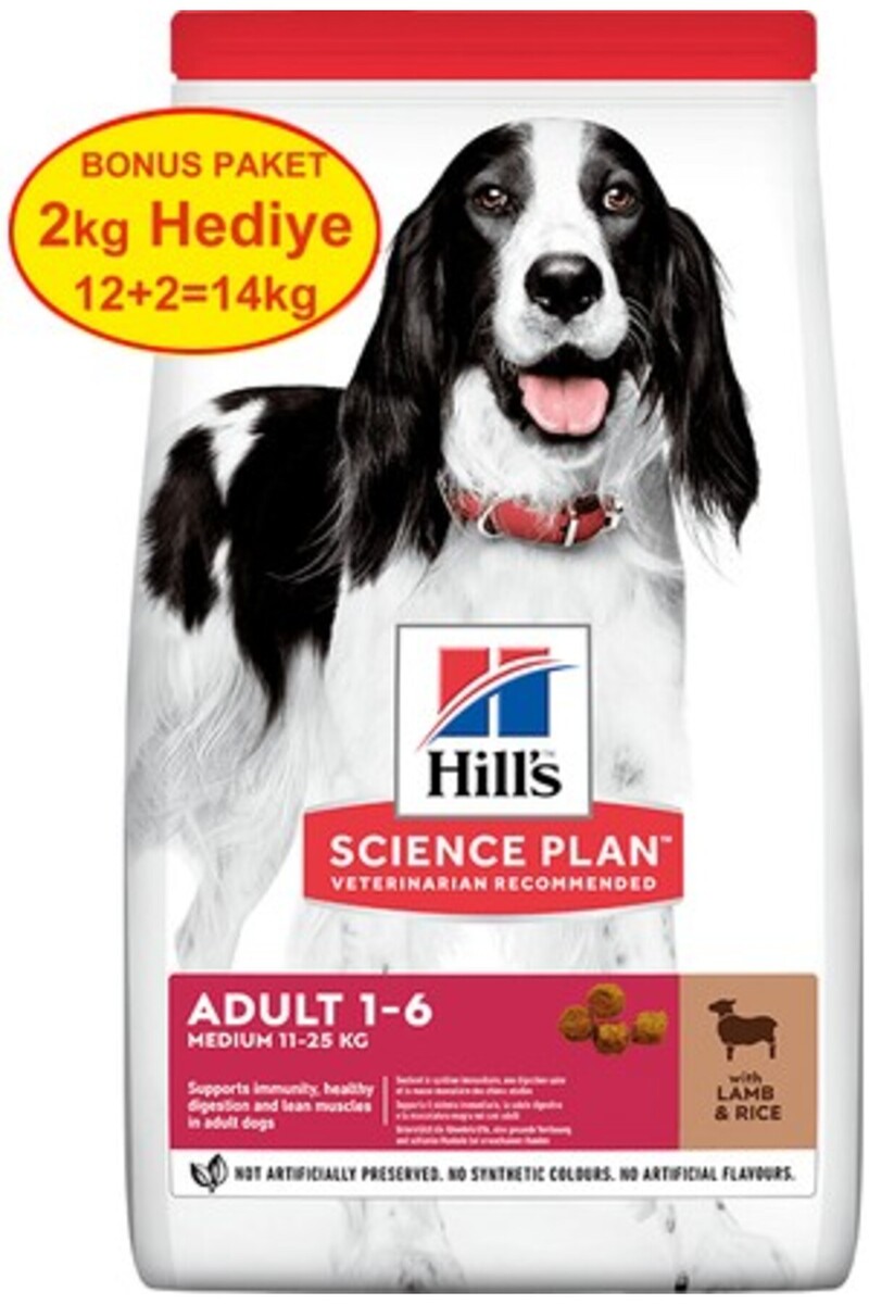 Hill's SP Kuzulu ve Pirinçli Orta Irk Yetişkin Köpek Maması 12+2KG