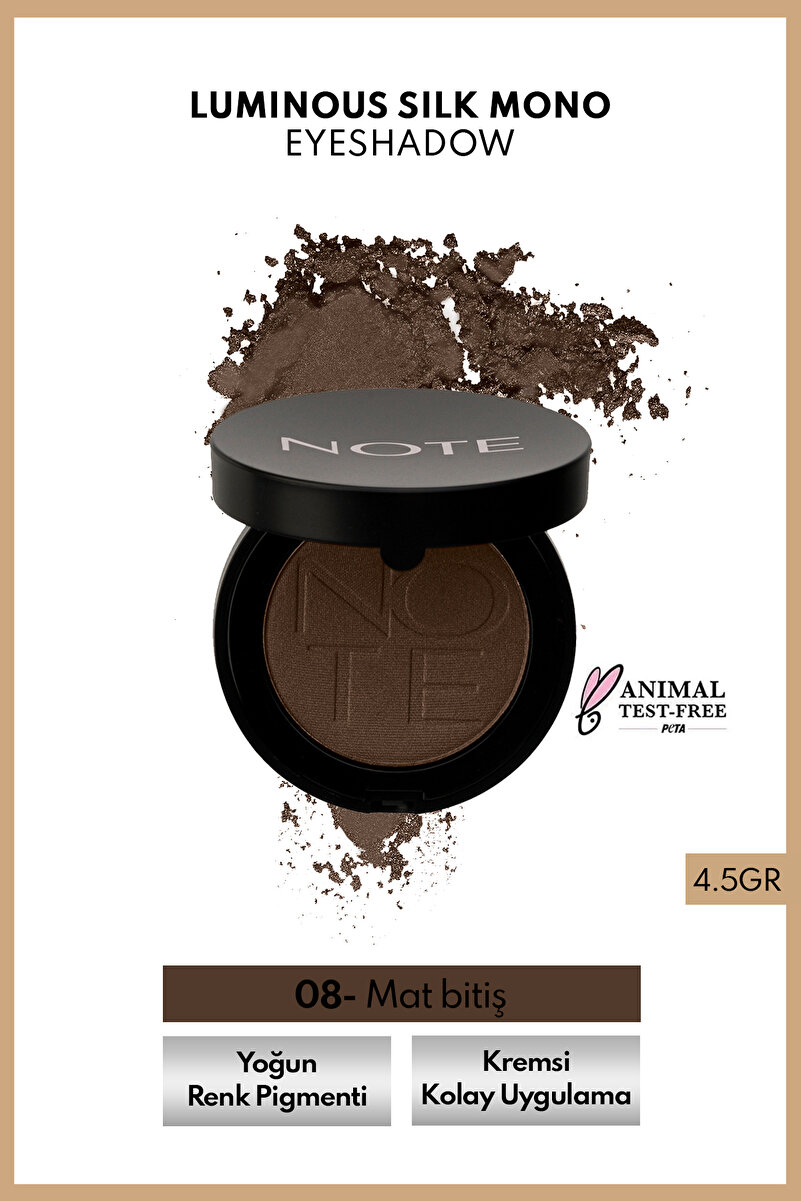 NOTE Luminous Silk Eyeshadow Tekli Göz Farı – 08 Kahverengi