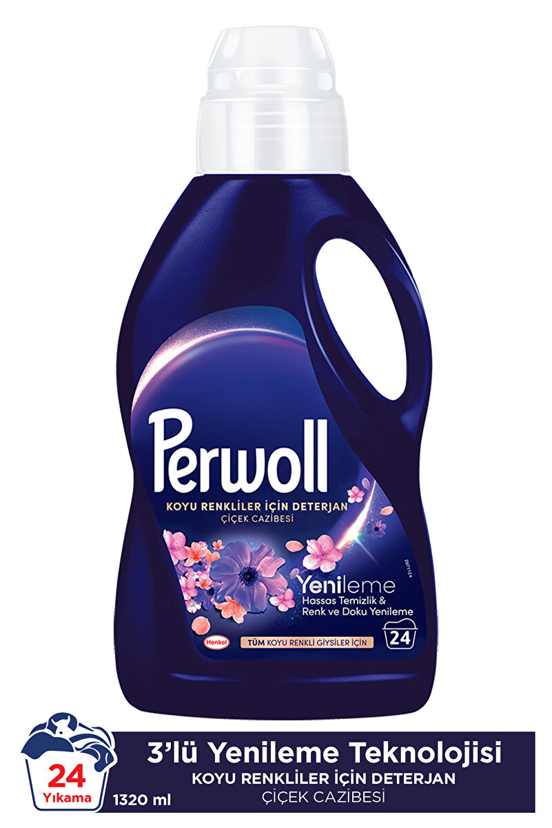 Perwoll Çiçek Cazibesi Tüm Koyu Renkli Giysiler için Sıvı Çamaşır Deterjanı 1320 ml (24 Yıkama)
