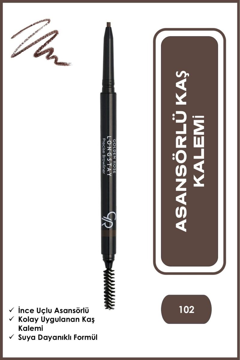 Golden Rose Longstay Precise Browliner - 102 Deep Brown - Kahverengi Asansörlü Kaş Kalemi