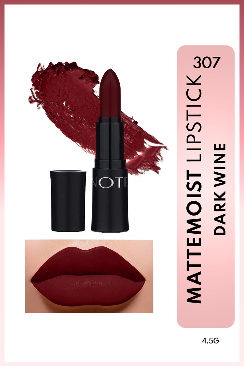 NOTE Mattemoist Lipstick Mat Bitişli Ruj 307 Dark Wine - Bordo