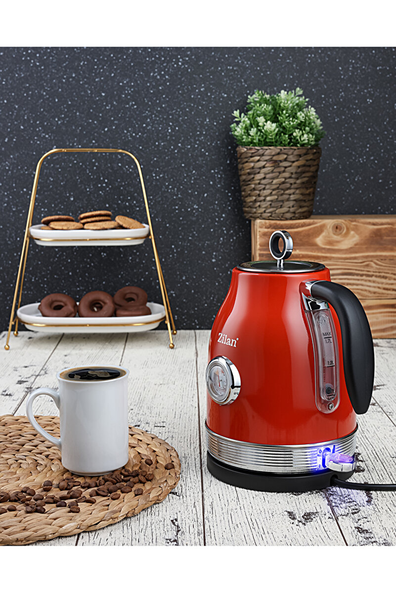 Zilan Zln7033 | Retro Su Isıtıcısı | 1,7l Kapasite Katlle | 2200w | Şık Kırmızı Retro Tasarım