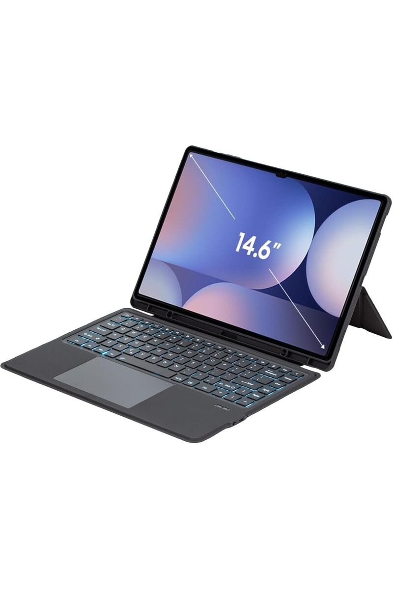 Fogy Galaxy Tab S10 Ultra 14.6 inç SM-X920 ile Uyumlu Mag Touchpad Blutooth Işıklı Standlı Klavyeli Kılıf