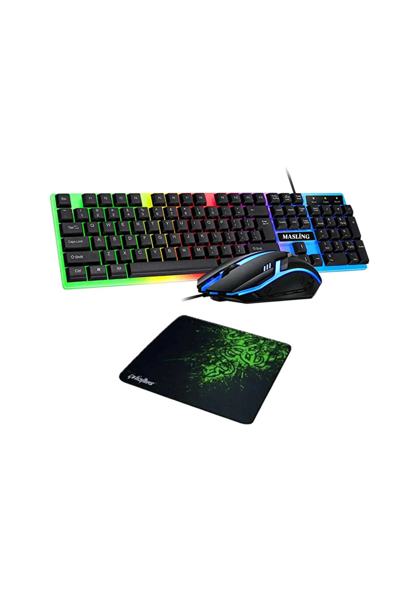 SNEXPRES 2in1 Oyuncu Rgb Işıklı Klavye - Mouse- Mousepad Işıklı Q Klavye Mekanik Hissiyatlı
