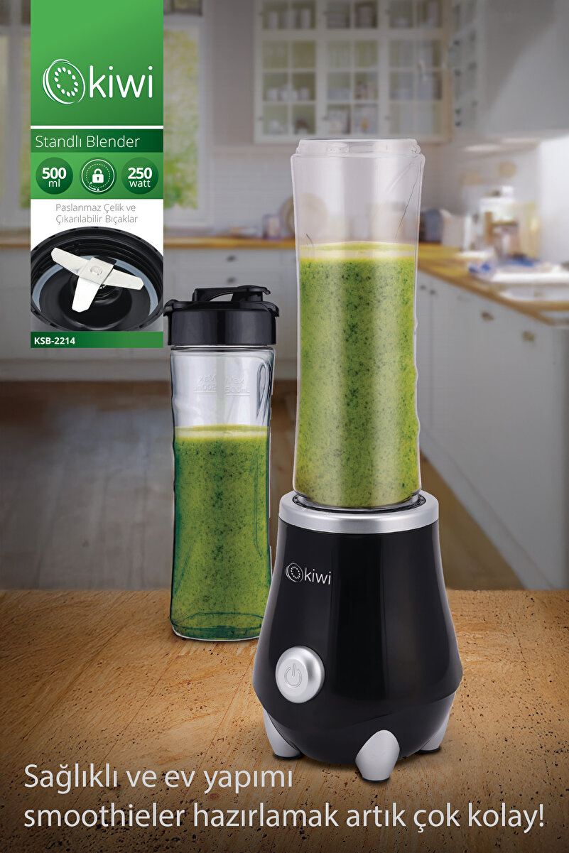 Kiwi Ksb-2214 Standlı Sporcu Blender - Kişisel Smoothie Blender 500 ml Bardaklı