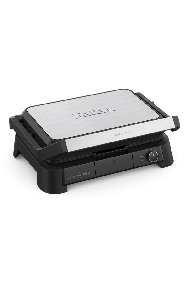TEFAL SuperGrill 3in1 XL 8 Porsiyon Kapasiteli 2200 Watt Barbekü Izgara ve Tost Makinesi - Inox