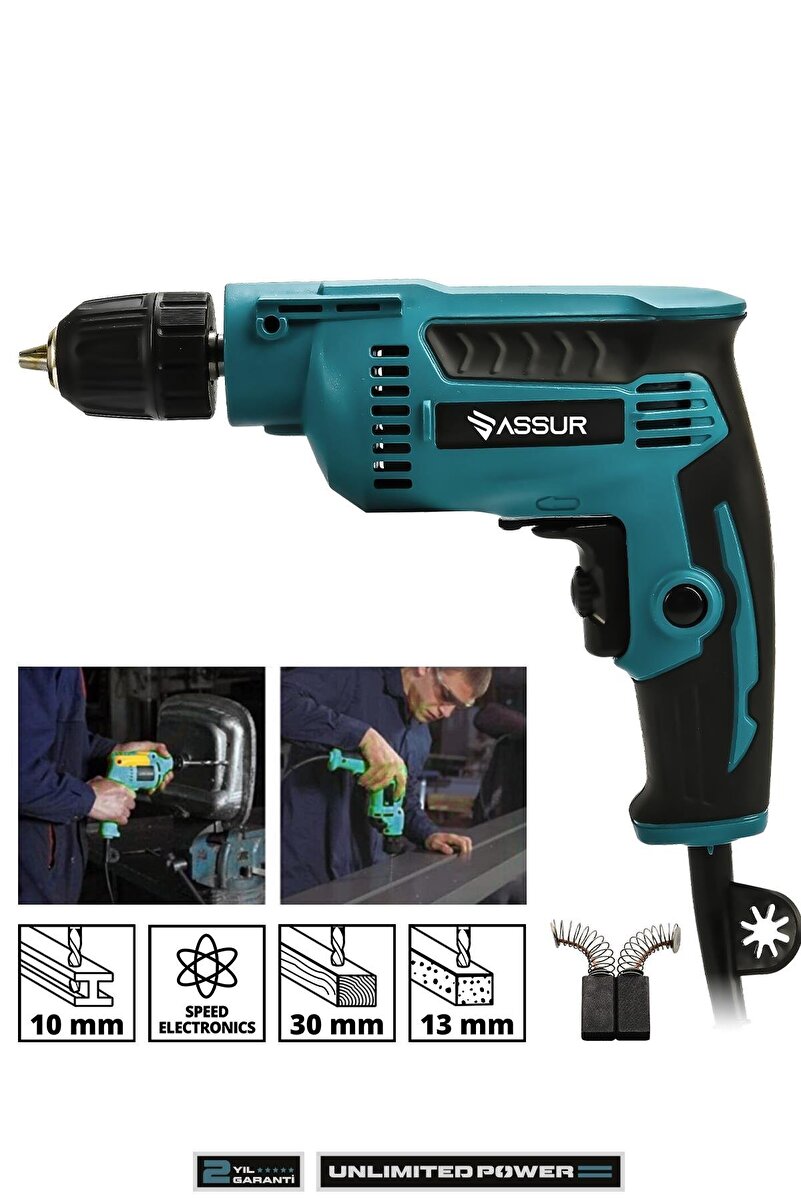ASSUR 580W Metal Şanzıman 10 mm Elektrikli Vidalama Matkap
