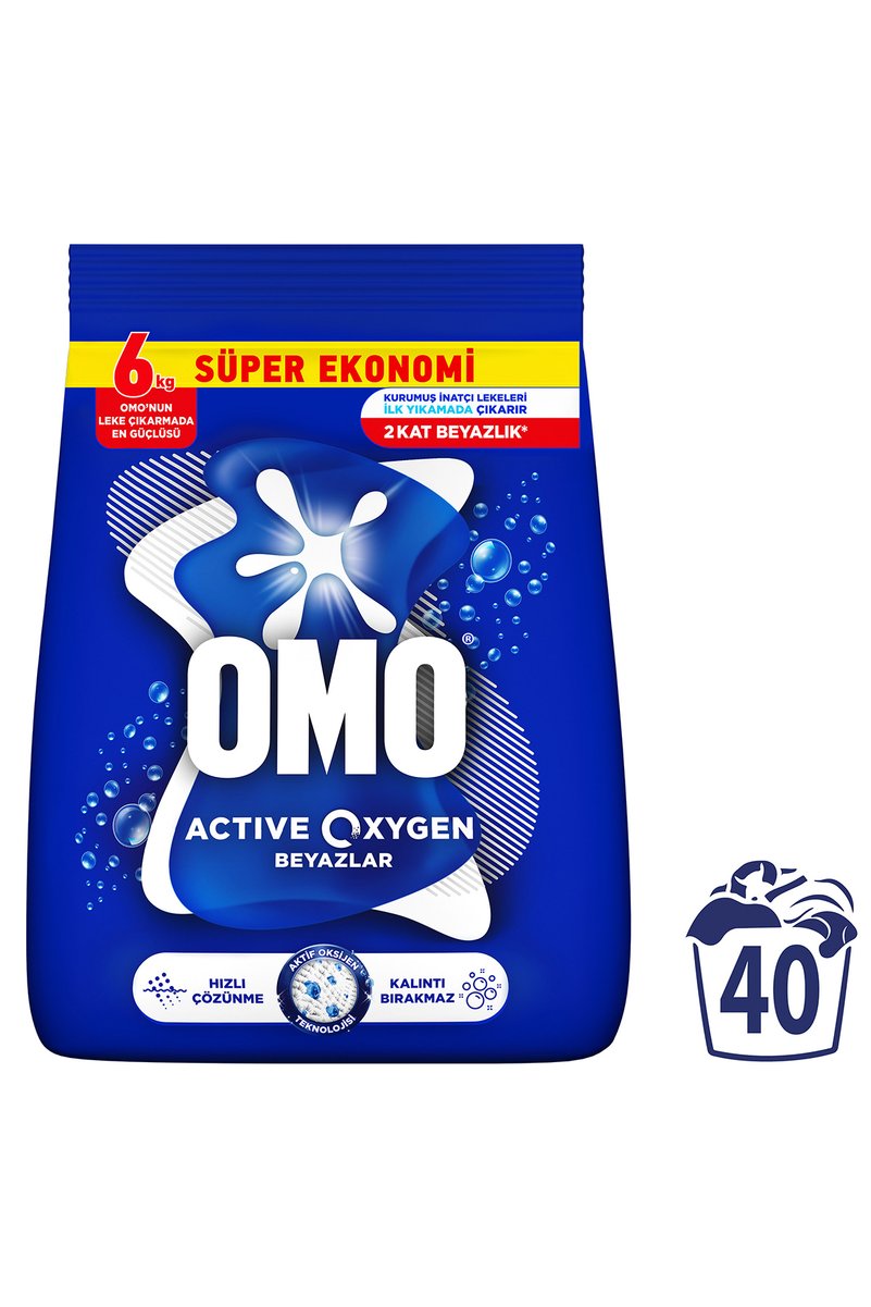 Omo Active Oxygen Beyaz Çamaşırlar Için Toz Deterjanı 6 Kg