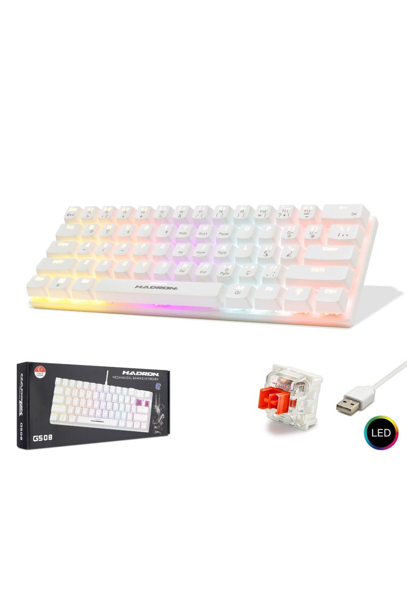 MASLİNG Trol Red Switch Mini Rgb Oyun Klavyesi Gaming Mekanik 62 Tuşlu 18 Rgb Led Usb Kablolu
