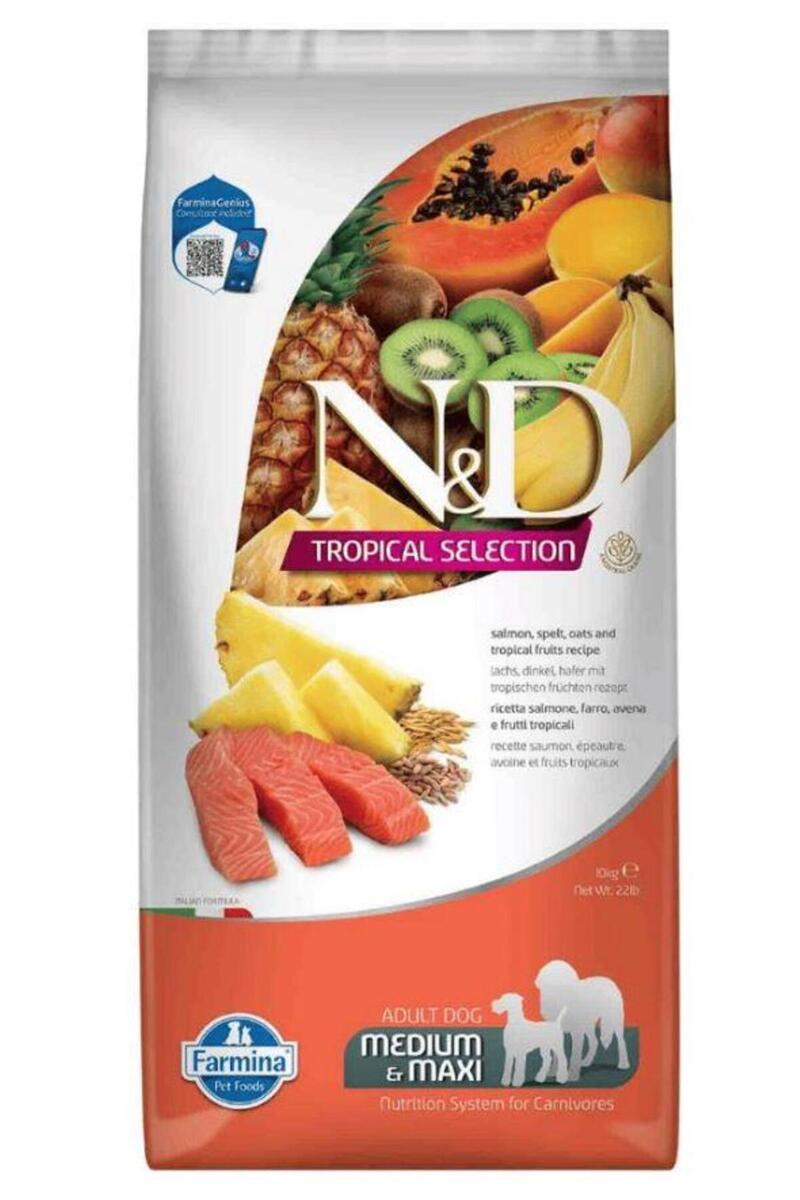 N&D Tropical Selection Somonlu Orta ve Büyük Irk Yetişkin Köpek Maması 10kg