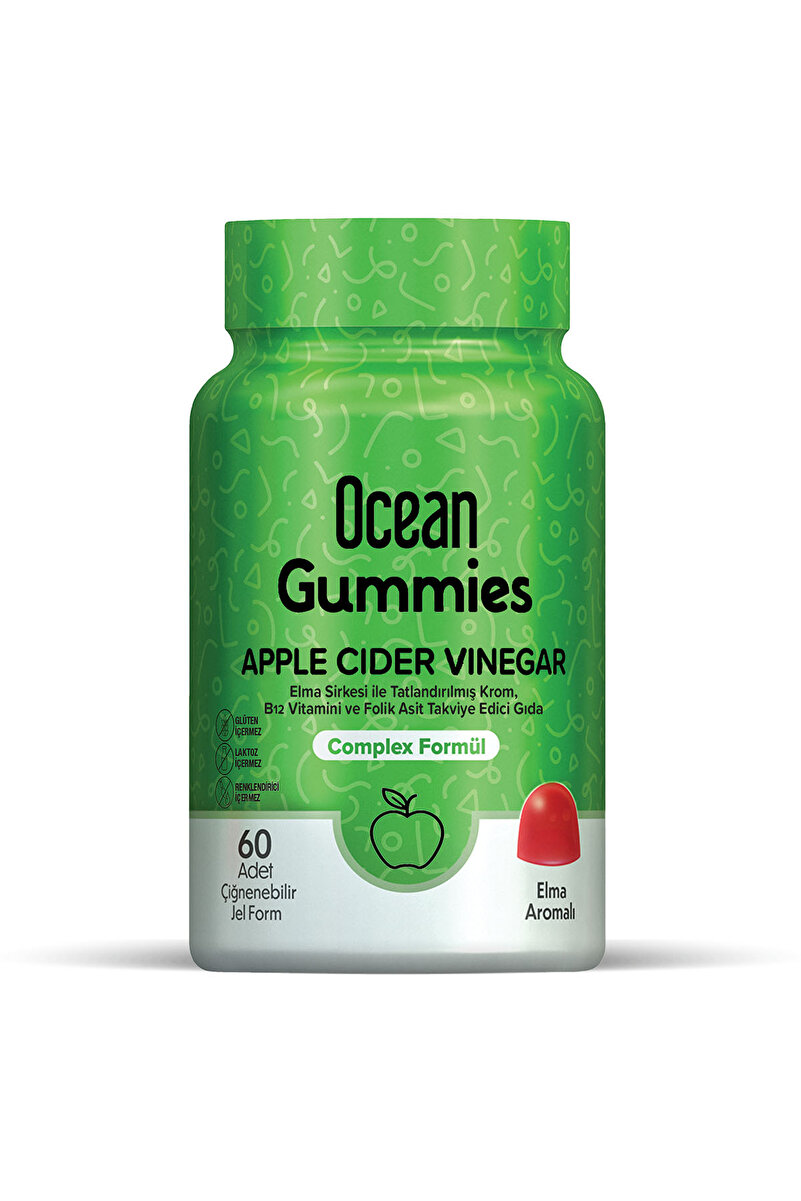Ocean Gummies Apple Cider Vinegar 60 Çiğnenebilir Jel Form