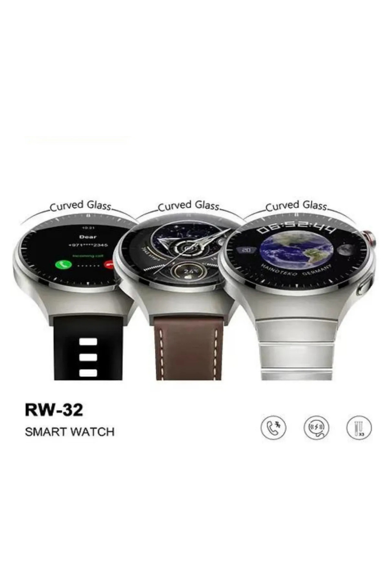 LEERFEI Watch 4 pro curved yuvarlak ekranlı akıllı saat 3 kordonlu İOS ve android uyumlu