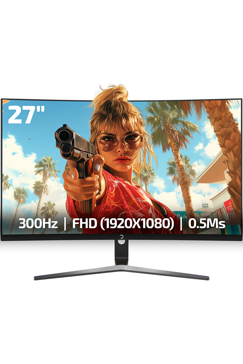 GamePower Vivid V80 27'' Fast VA Panel Curved RGB 300Hz 0.5ms FHD 2x2W Speaker Gaming Monitör (Sıfır