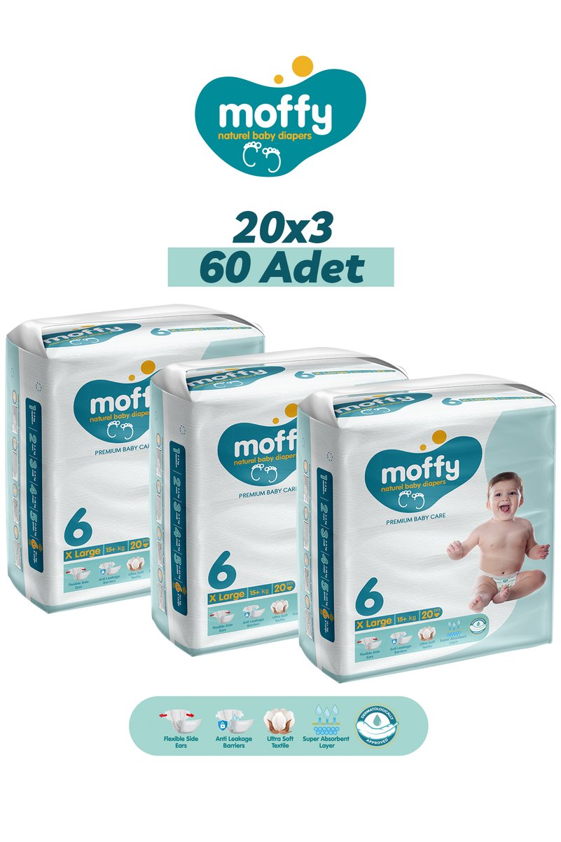 Moffy Twin Extra Large No 6 Bebek Bezi (20 x 3) 60 Adet