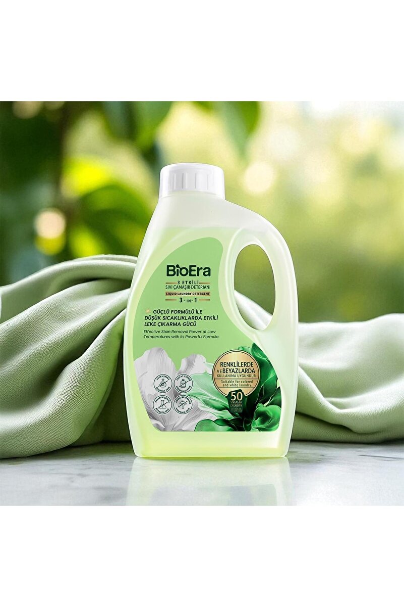 BioEra 3 Etkili, Leke Çıkarıcı, Renkli & Beyaz, Kalıcı Kokulu Sıvı Çamaşır Deterjanı 1500ml, 50 Yıkama