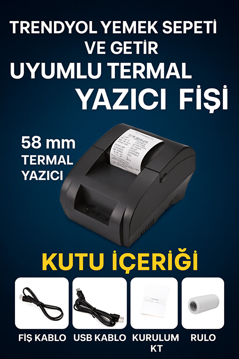 Genel Markalar Termal Makbuz Yazıcı Adisyon Yazıcısı Getir Yemek Sepeti Fiş Yazıcı