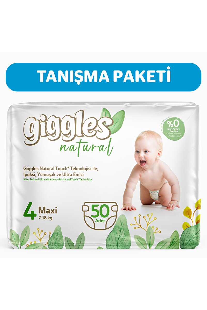 giggles Natural 4 Numara Maxi Pamuklu Bebek bezi 50 Adet