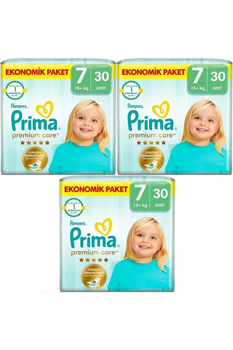 Prima Premium Care Bebek Bezi Beden:7 (15+KG) XXX Large 90 Adet Ekonomik Fırsat Pk