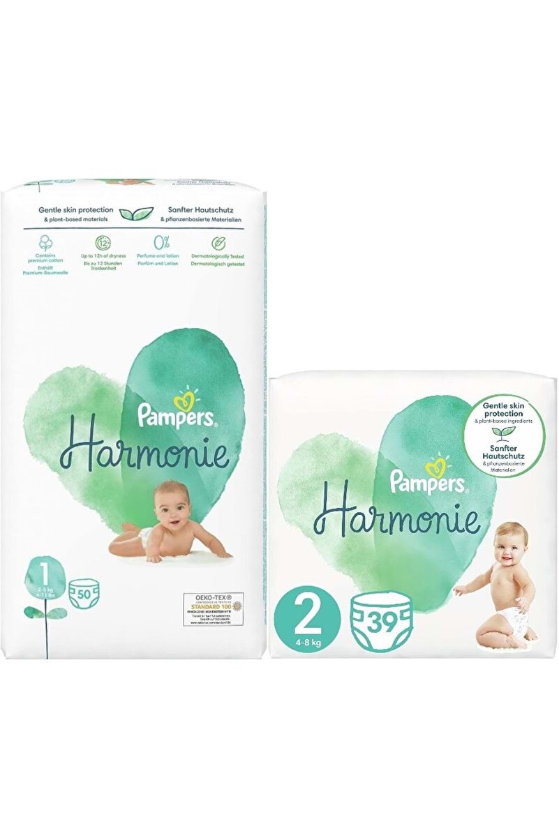 Prima Pampers Harmonie Bebek Bezi Beden:1 (2-5KG) Yenidoğan 50 Adet + Beden:2 (4-8KG) Mini 39 Adet