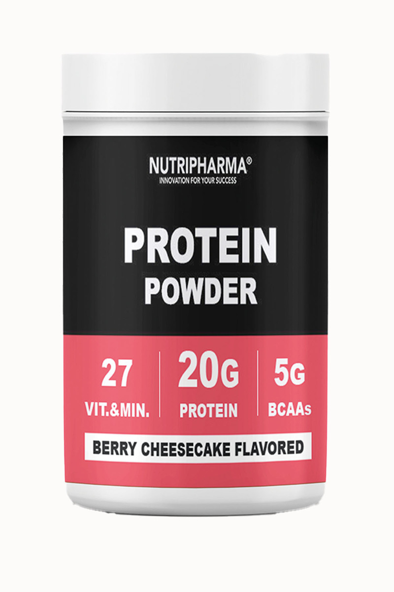 NUTRIPHARMA Vegan Protein Tozu 464 g, 16 Servis – Berry Cheesecake | 20 g Protein, 27 Vitamin - Mineral