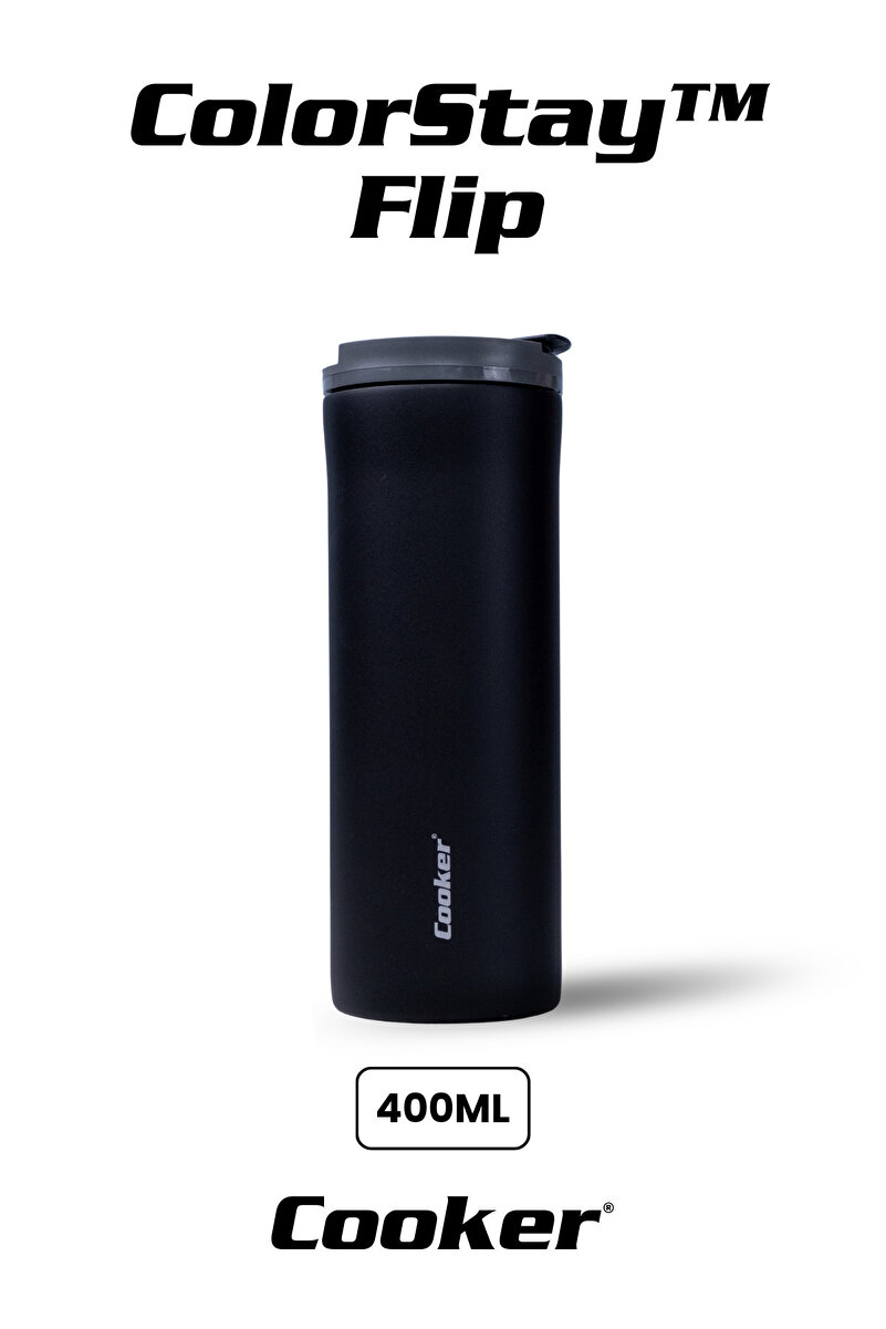 Cooker ColorStay Flip 400 ml Paslanmaz Çelik Bardak Termos Siyah CKR2041