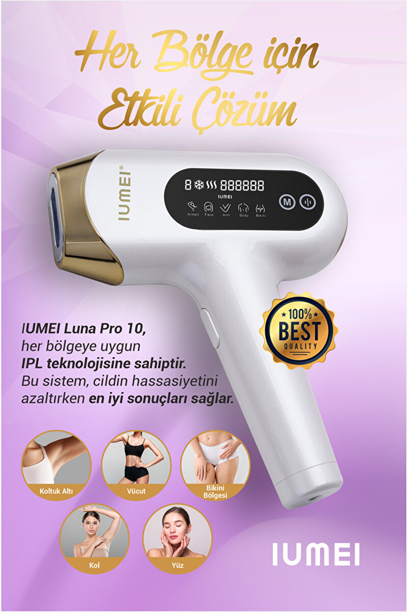 IUMEI IPL Safir Buz Lazer, 1 Milyon Atım, Ultra Hızlı Otomatik/Manuel, Ağrısız Tüm Vücut, Cilt Sensör Pro