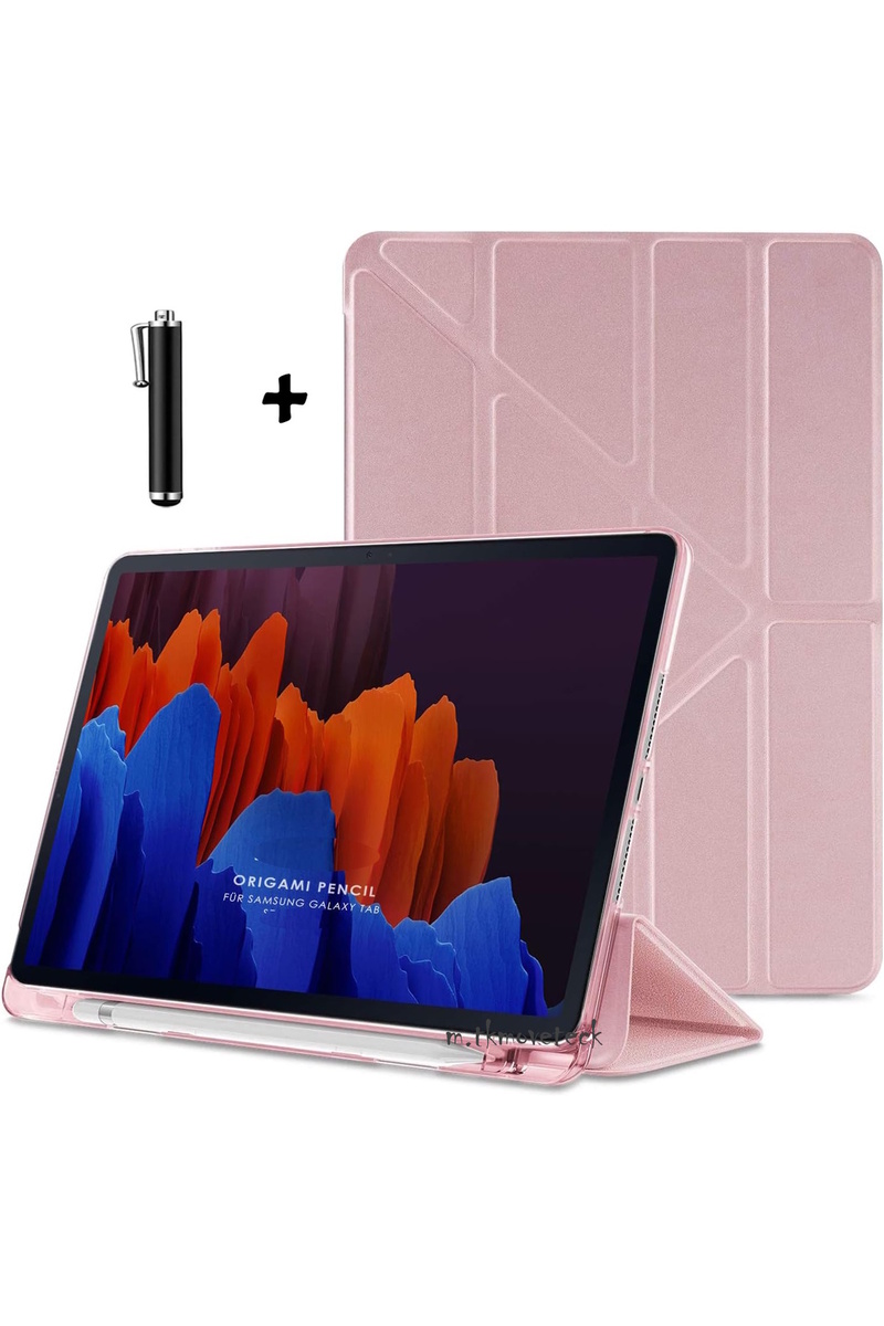 m.tk moveteck Lenovo Tab M10 TB311FU 10.1 inç Kılıf Akıllı Kalem Bölmeli Katlanabilir Standlı Yumuşak Silikon