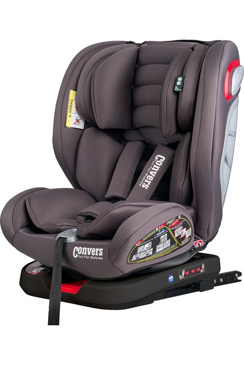 Convers Airmax ( Darbe emici özellik) 0-36 kg - 360 ° Dönebilen Isofix'li Oto Koltuğu Gri