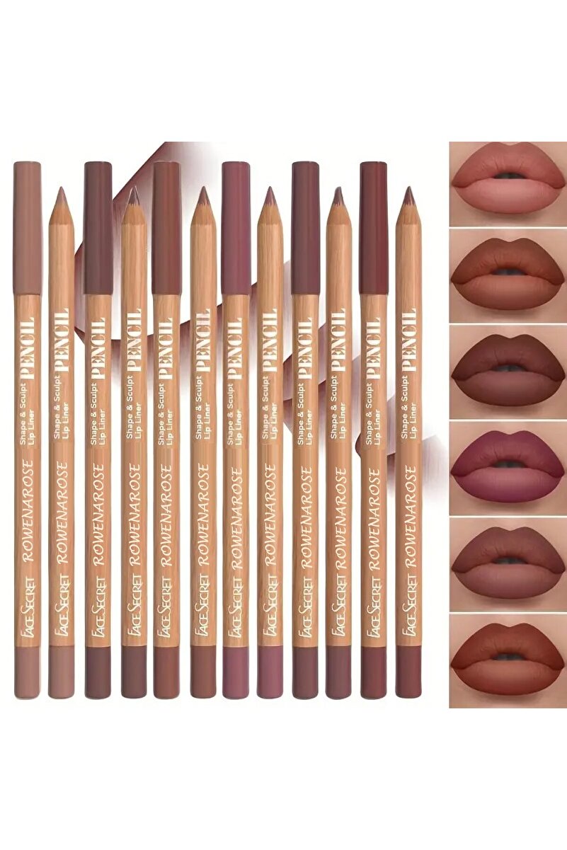 ROWENAROSE 6lı Yağlı Dudak Kalemi Ahşap Waterproff