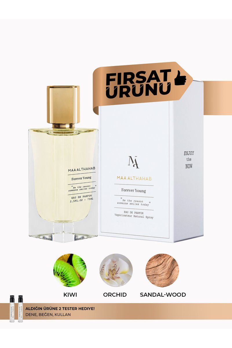 Maa Althahab Forever Young EDP 75 ML Kadın Parfümü, Meyvemsi Çiçeksi ve Miskli Notalar