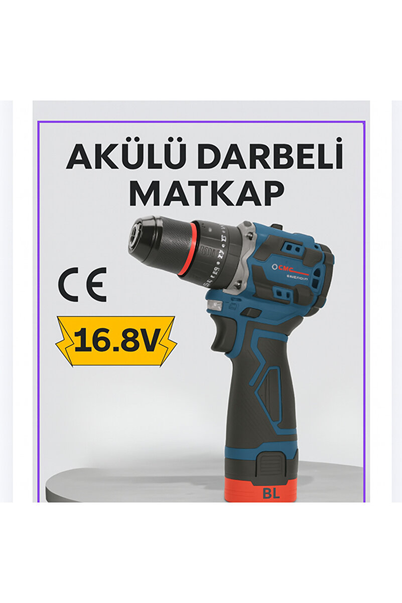 Genel Markalar CMC3911 Akülü Darbeli Matkap 16.8V Kömürsüz Motor 0-1400 RPM 50Nm