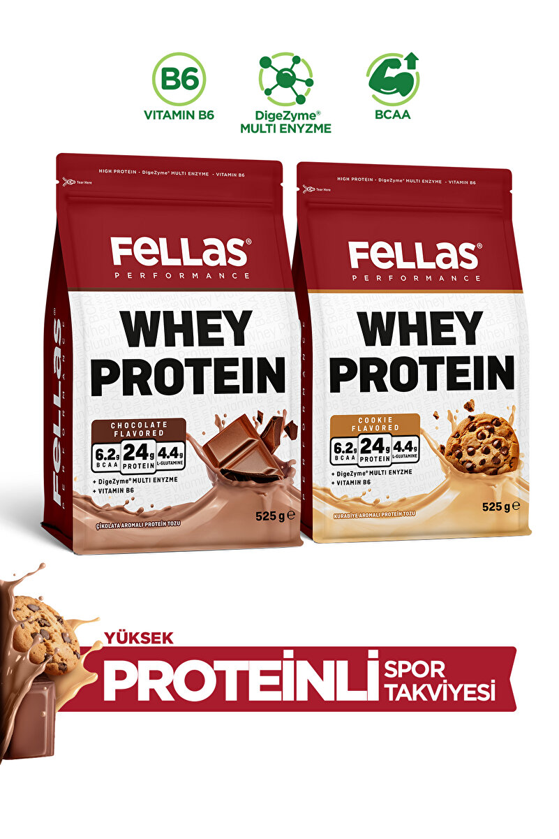 Fellas Whey Protein Tozu|24 g Protein 30 Servis|2'li Deneme Paketi (525g x 2)