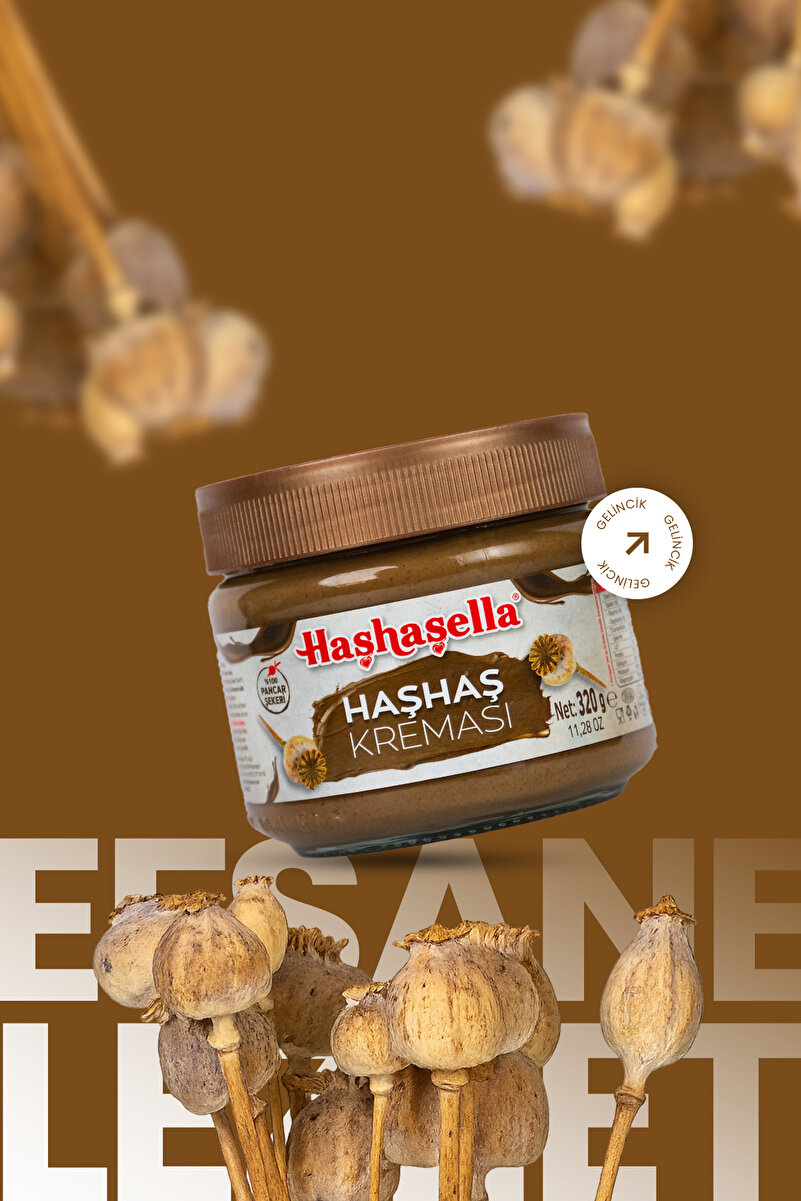 HAŞHAŞELLA Gelincik Kahvaltılık Sürülebilir Doğal Katkısız 320gr Özel Üretim Haşhaş Kreması