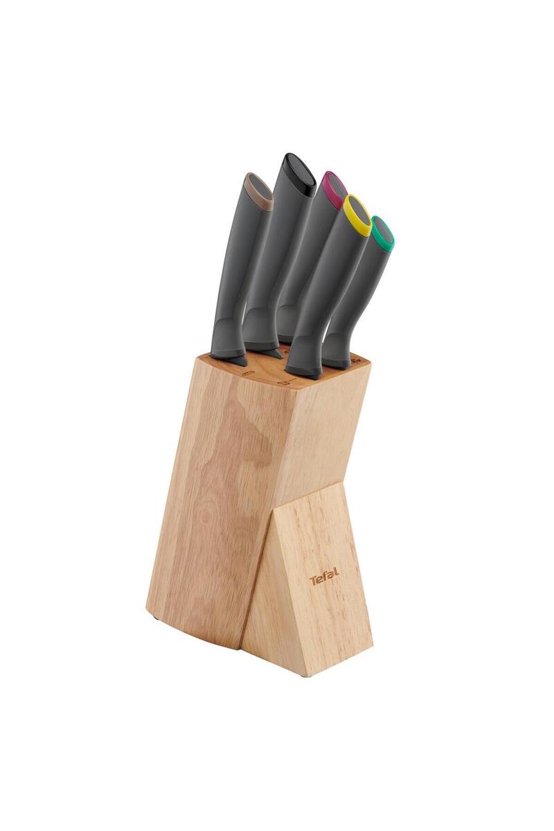 TEFAL Fresh Kitchen Ahşap Blok & 5 Parça Bıçak Seti
