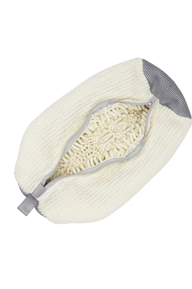 EVİMA Ayakkabı Yıkama Çantası Fermuarlı Beyaz Mikrofiber Koruyucu Çamaşır Filesi