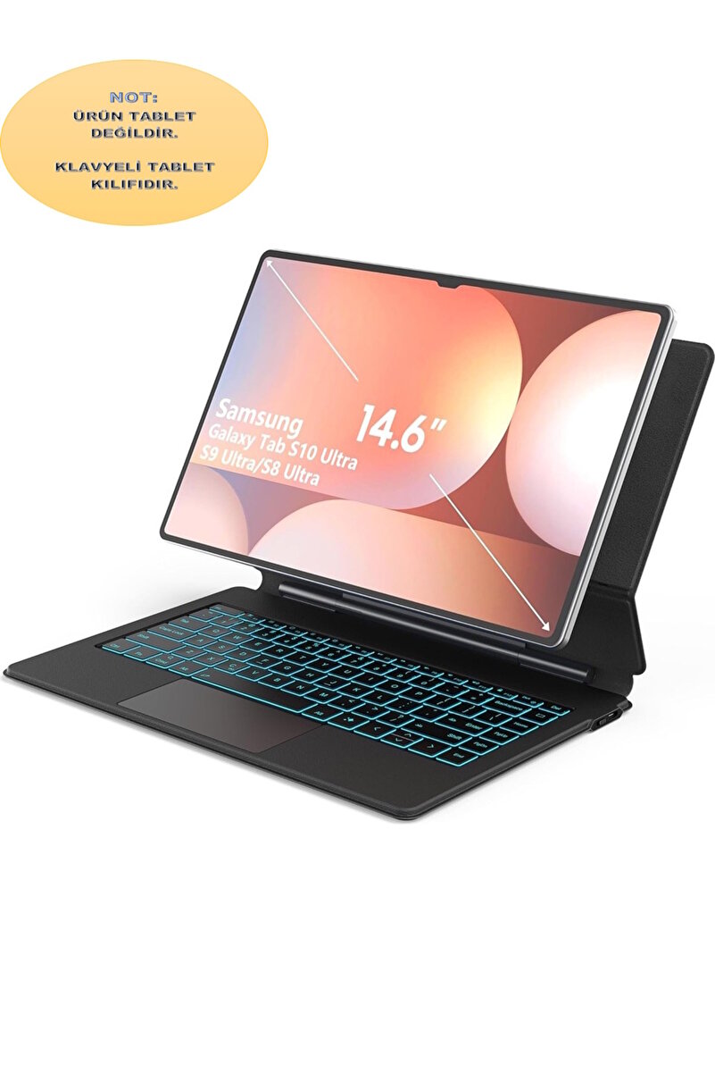 m.tk moveteck Samsung Galaxy S8Ultra S9 Ultra S10 Ultra 14.6 inç Magic Keyboard Touchpad Rgb Işıklı Klavyeli Kılıf