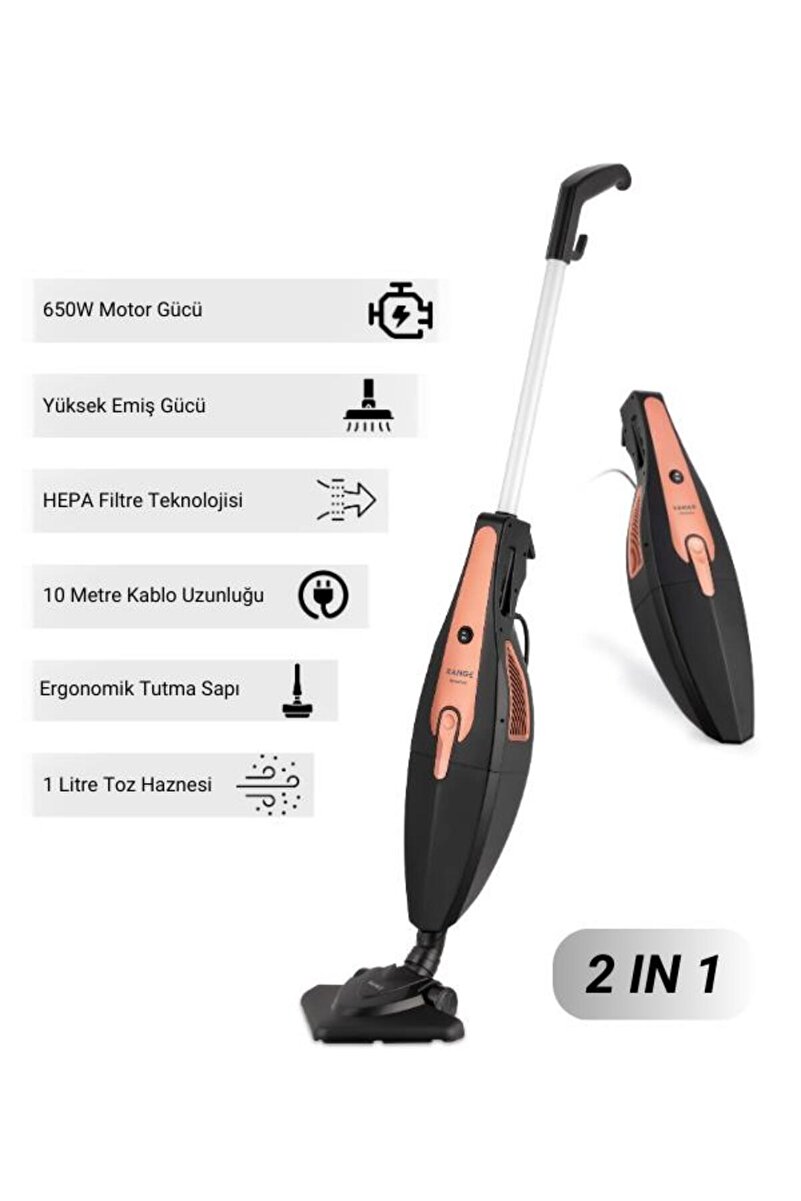 Fakir Range Rematrix Dikey Kablolu Süpürge Rose 650W – HEPA Filtreli Toz Hazneli Elektrikli Süpürge