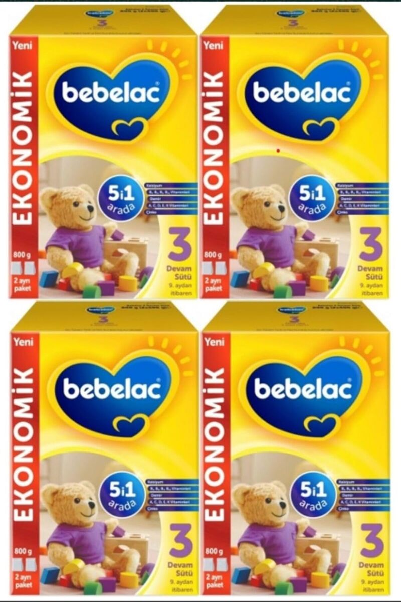 Hype Store Bebelac 3 Bebek Devam Sütü 800 gr 9-12 Ay X 4 Adet
