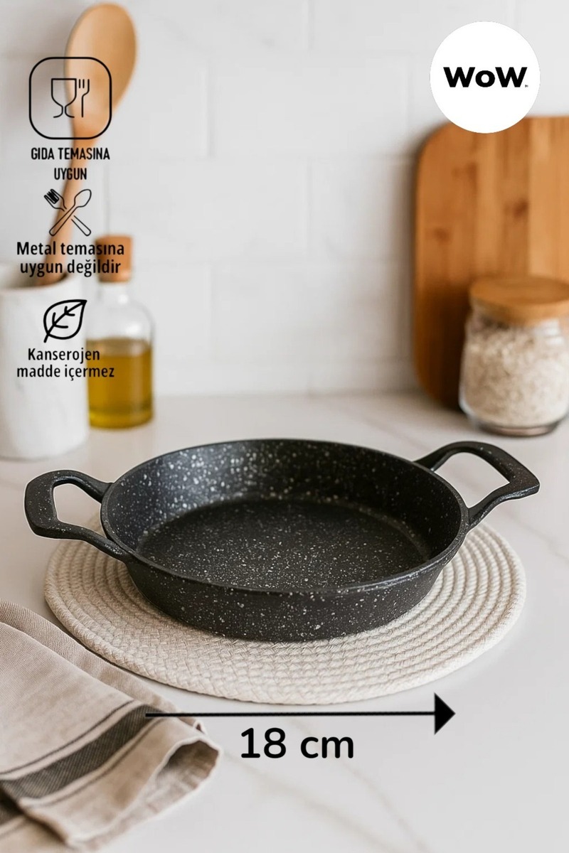 WOW 1 Adet Döküm Granit 18 CM Sahan Tava