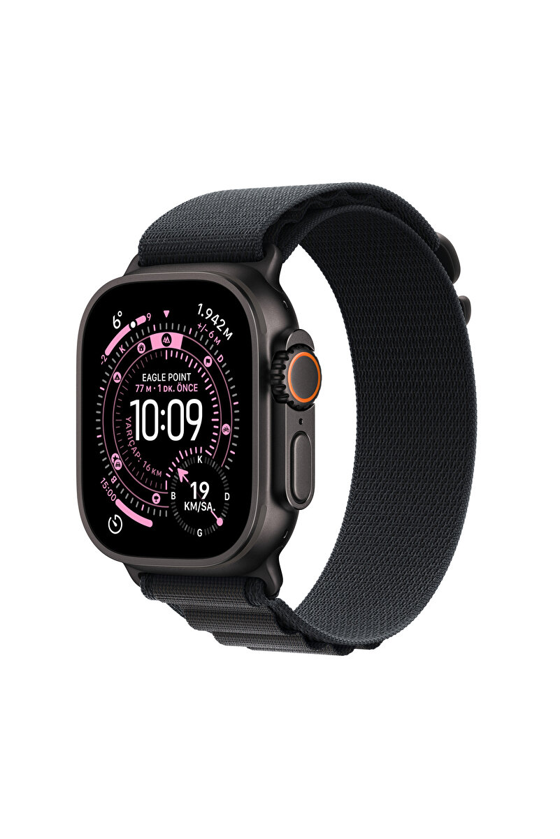 Apple Watch Ultra 3 GPS + Cellular, 49 mm Siyah Titanyum Kasa ve Siyah Alpine Loop - Küçük Boy