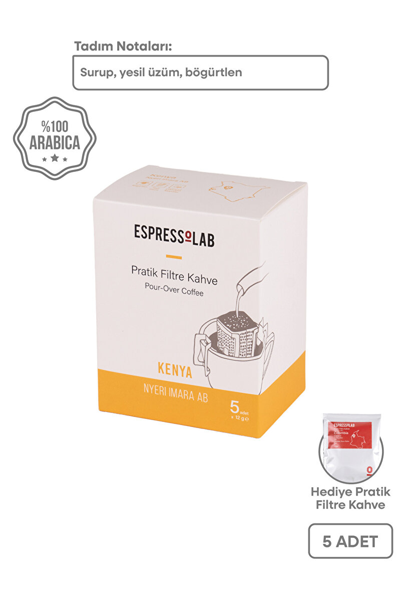 Espressolab Kenya Nyeri Imara Ab Pratik Filtre Kahve - 5'li Paket | Hızlı Ve Kolay Demleme