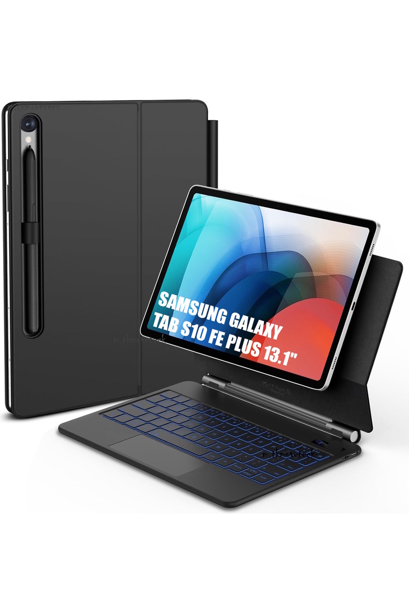 m.tk moveteck Samsung Galaxy Tab S10 Fe Plus 13.1 inç Magic Keyboard Touchpad Rgb Işıklı Klavyeli Kılıf (SM-X620)