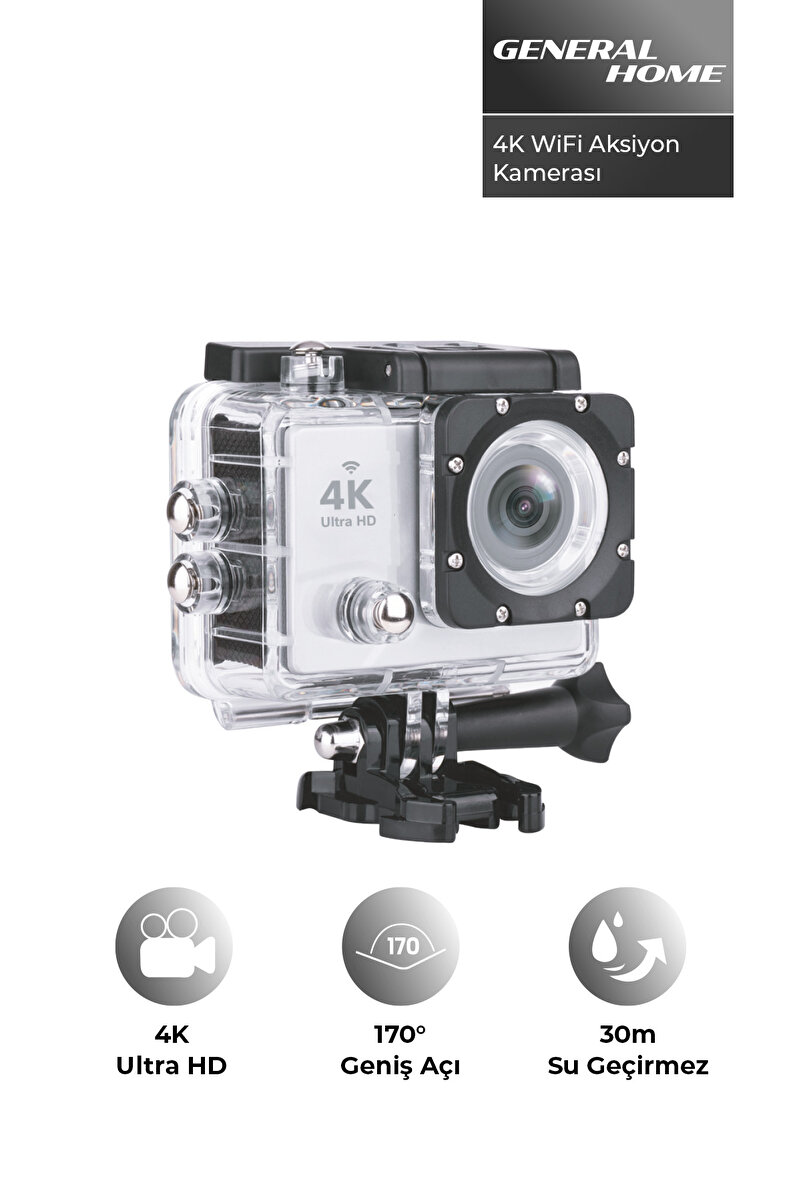 NUO CWP-11 4K WiFi Aksiyon Kamera | Su Geçirmez Kutu, Geniş Açı Lens, Spor & Outdoor Kamera