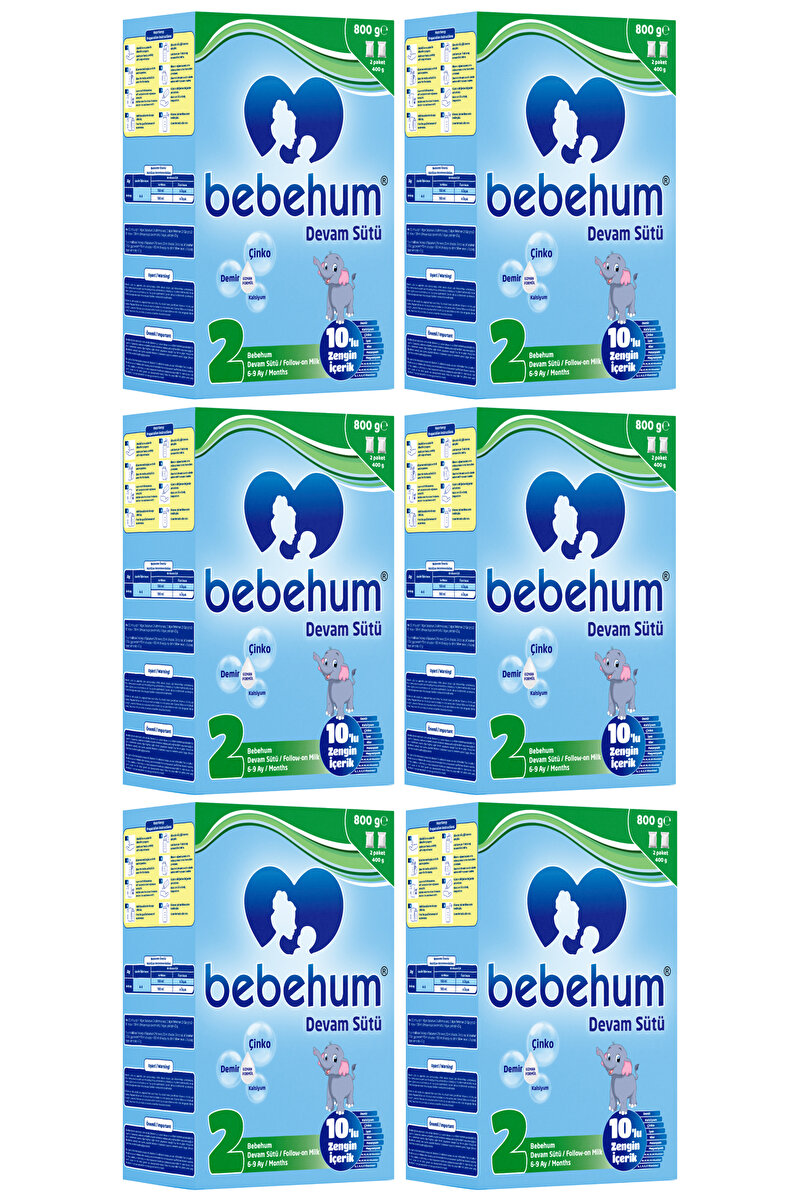 bebehum 2 Numara Devam Sütü 6-9 Ay 800 gr x 6 Adet