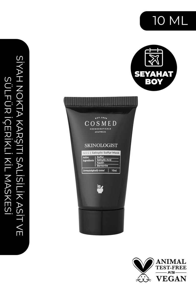 COSMED Siyah Nokta Karşıtı Salisilik Asit ve Sülfür içerikli Kil Maskesi/SALICYLIC SULFUR MASK 10ML