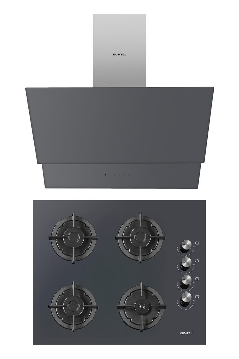 KUMTEL Plus 2'li Antrasit(Gri) Ankastre Set (Ocak-Davlumbaz)