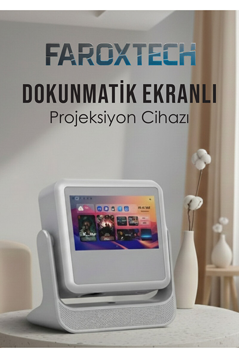 FaroxTech C3 Buds Dokunmatik Ekranlı Projeksiyon Cihazı – 4K Destekli Taşınabilir Ev Sineması Projektör