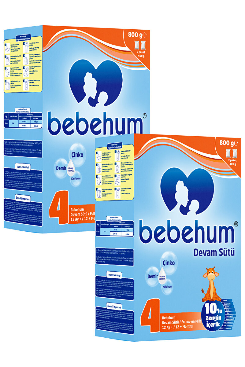 bebehum 4 Numara Devam Sütü 12 Ay+ 800 gr x 2 Adet