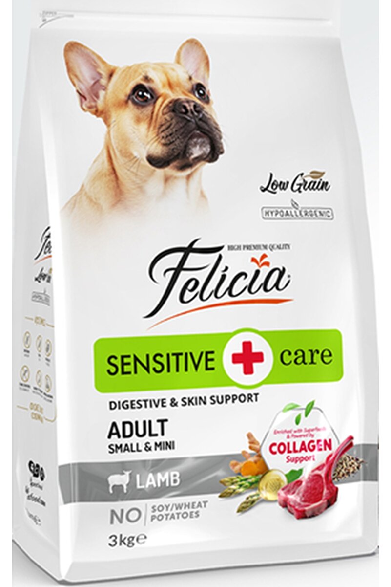 Felicia Kolajen Destekli Hipoalerjenik Kuzulu Yetişkin Küçük Irk Köpek Maması 3 kg.