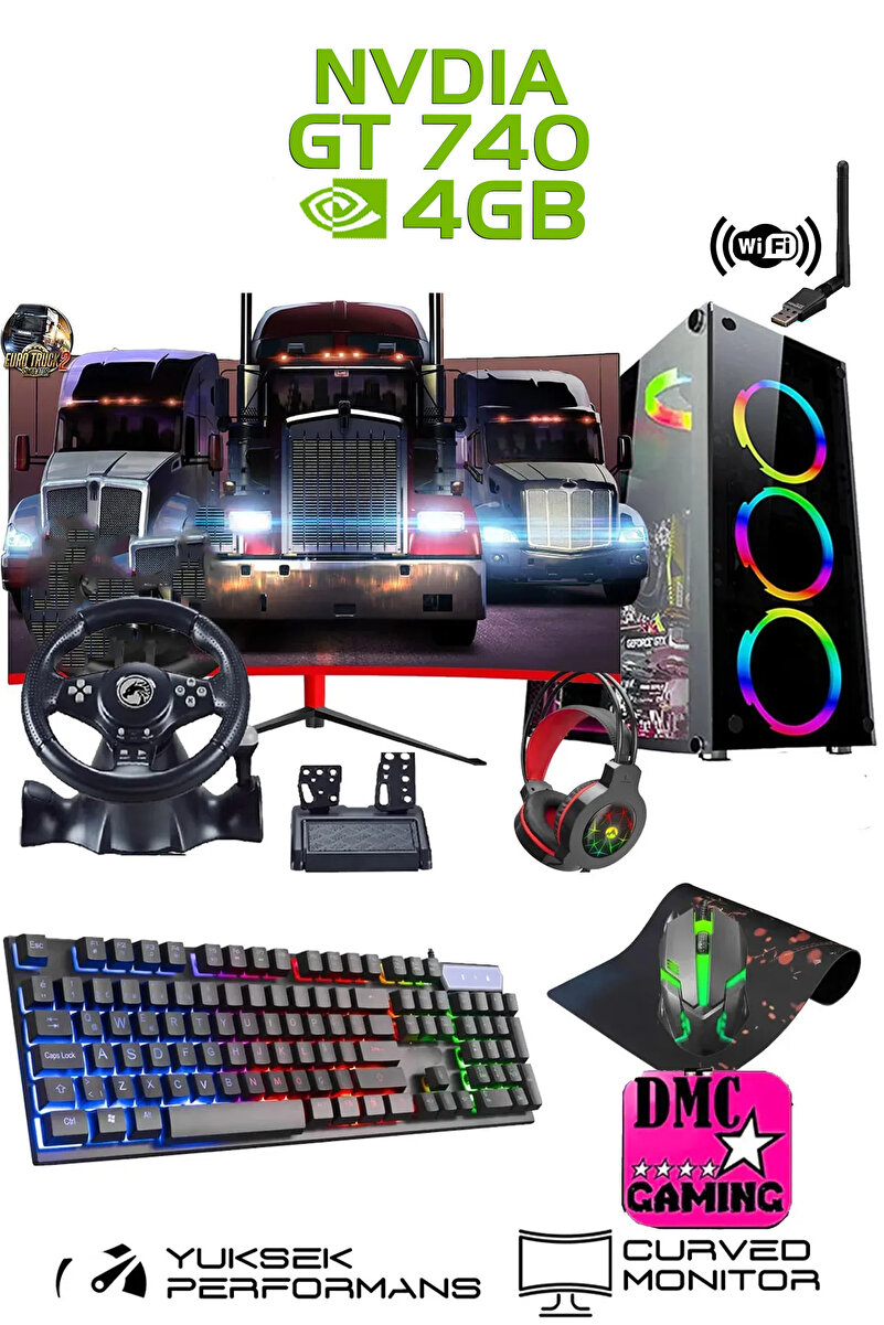 Dmc N12x (GTA 5) I5-3470,16GB RAM,500GB HDD,256GB SSD,4GB GT740,24"Curved Oyuncu Masaüstü Bilgisayar